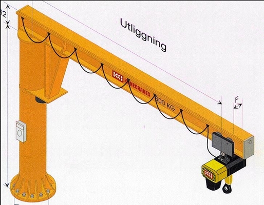 Bras en porte-à-faux Jib Crane Free Standing de longueur fixe de la colonne 8m 3,2 tonnes