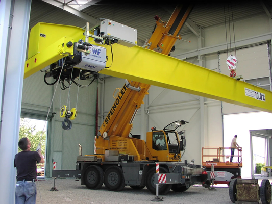 Marché des changes 5 Ton Single Beam European Overhead Crane With Trolley Yellow Painting