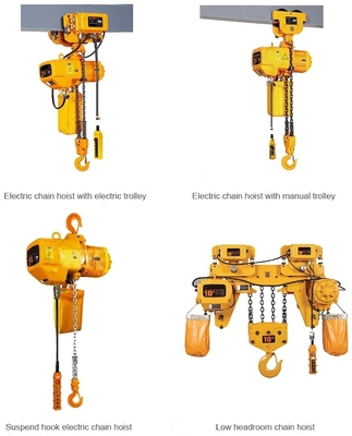 3,2 grue à chaînes de Ton Workshop Yellow Collor Electric avec le chariot à moteur