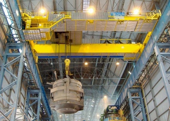 Grue métallurgique 75ton d'EOT de grue de pont aérien de poutre de poche d'usine sidérurgique double