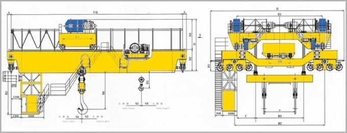 Pont roulant industriel de processus métallurgique de sidérurgie pour le récipient de distribution de coulée de poche en acier de chute chargeant la fonderie CCM de moulage
