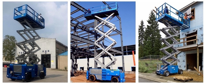 Les ciseaux industriels de terrain accidenté soulèvent la machine de plate-forme avec le contrôle positif de traction